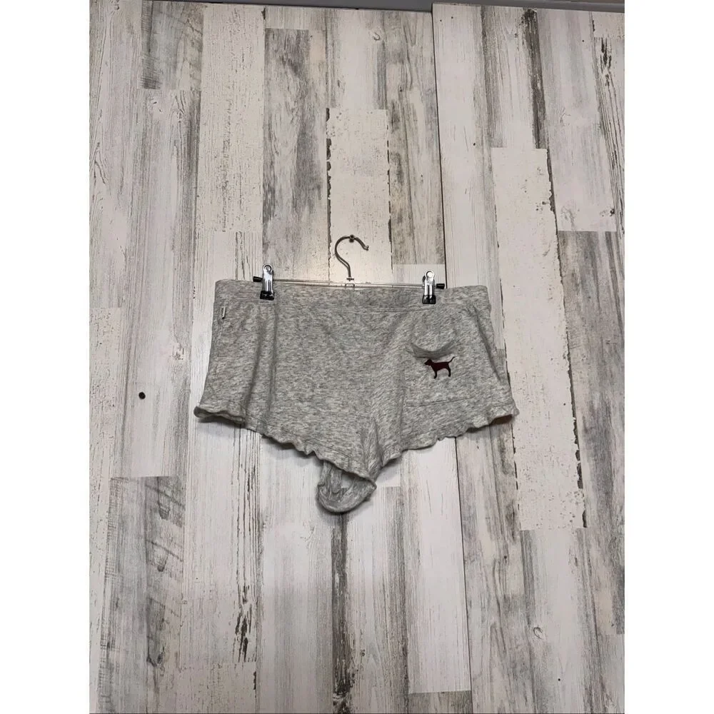 Victoria’s Secret PINK Sleep Shorts Women’s Large Gray Ruffle Hem Lounge Pajama